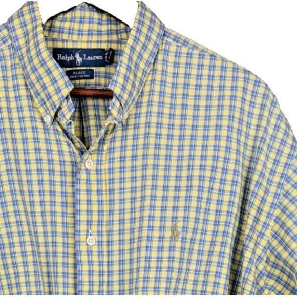Ralph Lauren Other - Vintage 90s Ralph Lauren Blake Shirt Mens XL Yellow Blue Plaid Short Sleeve